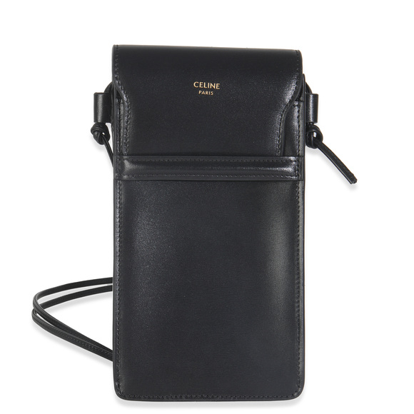 Celine Black Smooth Calfskin Flap Phone Pouch